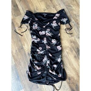 Express Floral Ruched Off The Shoulder Top Women's S